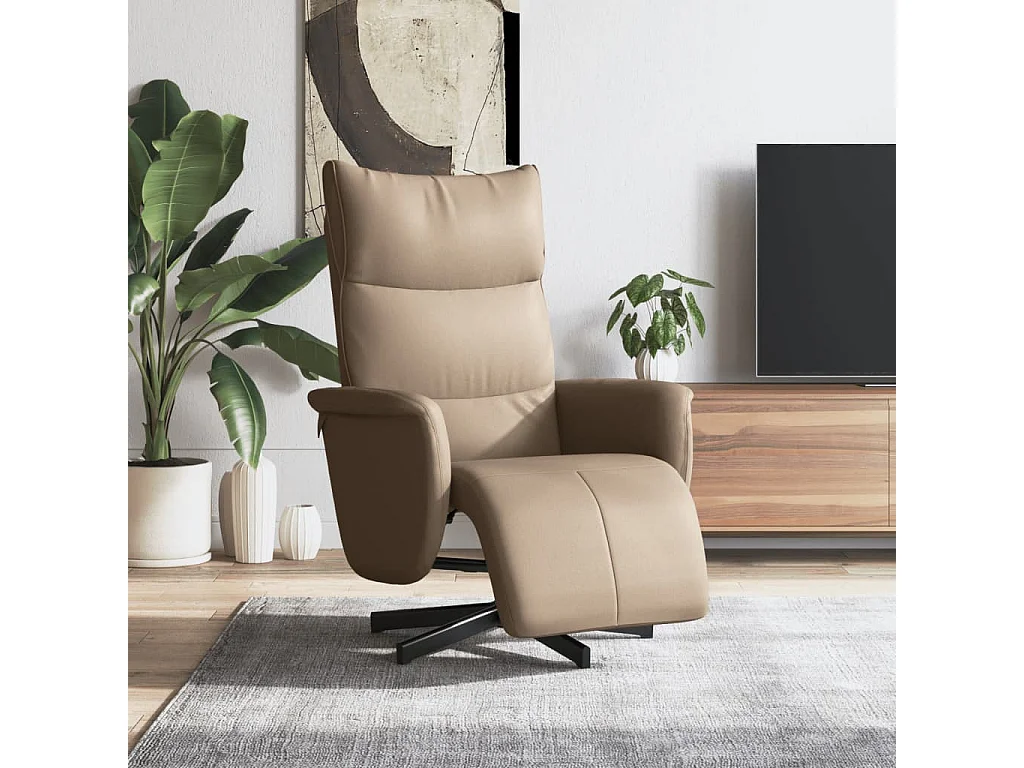 Fauteuil inclinable avec repose-pieds cappuccino similicuir REO30741