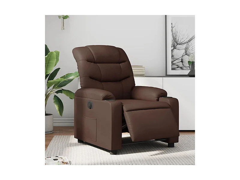 Elektrischer Relaxsessel | Fernsehsessel Braun Kunstleder -gkd530189