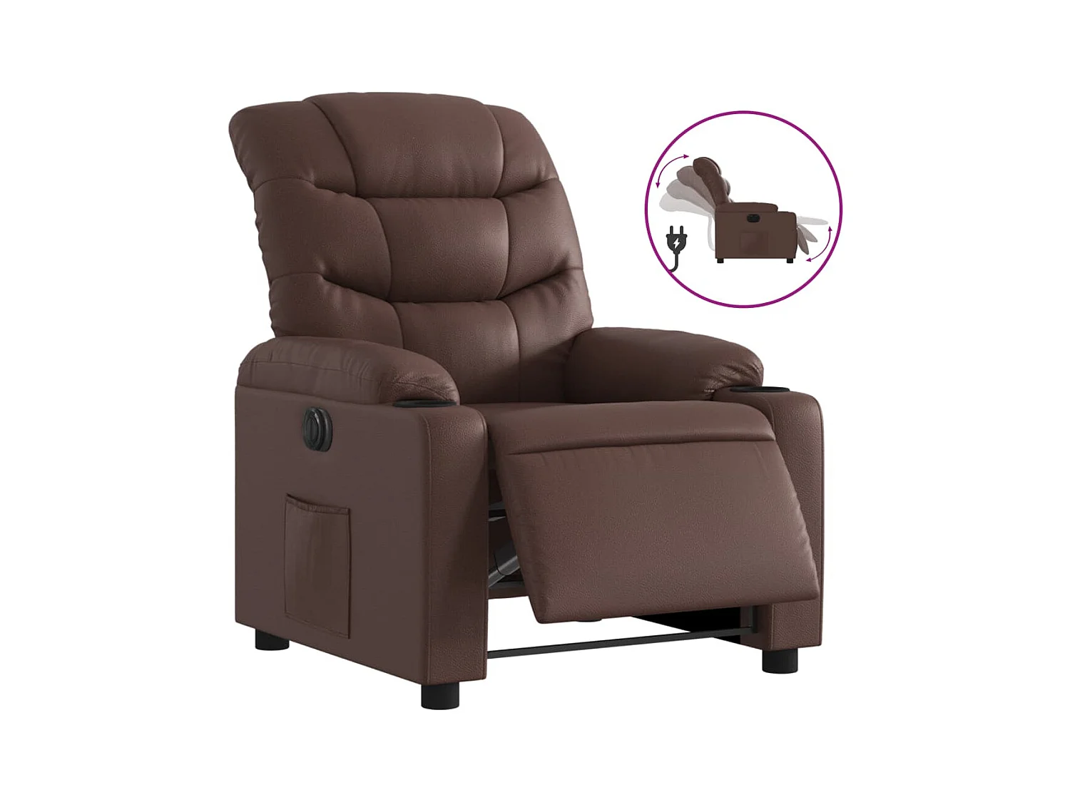 Elektrischer Relaxsessel | Fernsehsessel Braun Kunstleder -gkd530189