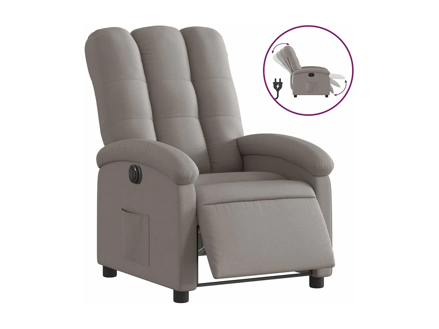 Fauteuil inclinable électrique Taupe Tissu REO69093