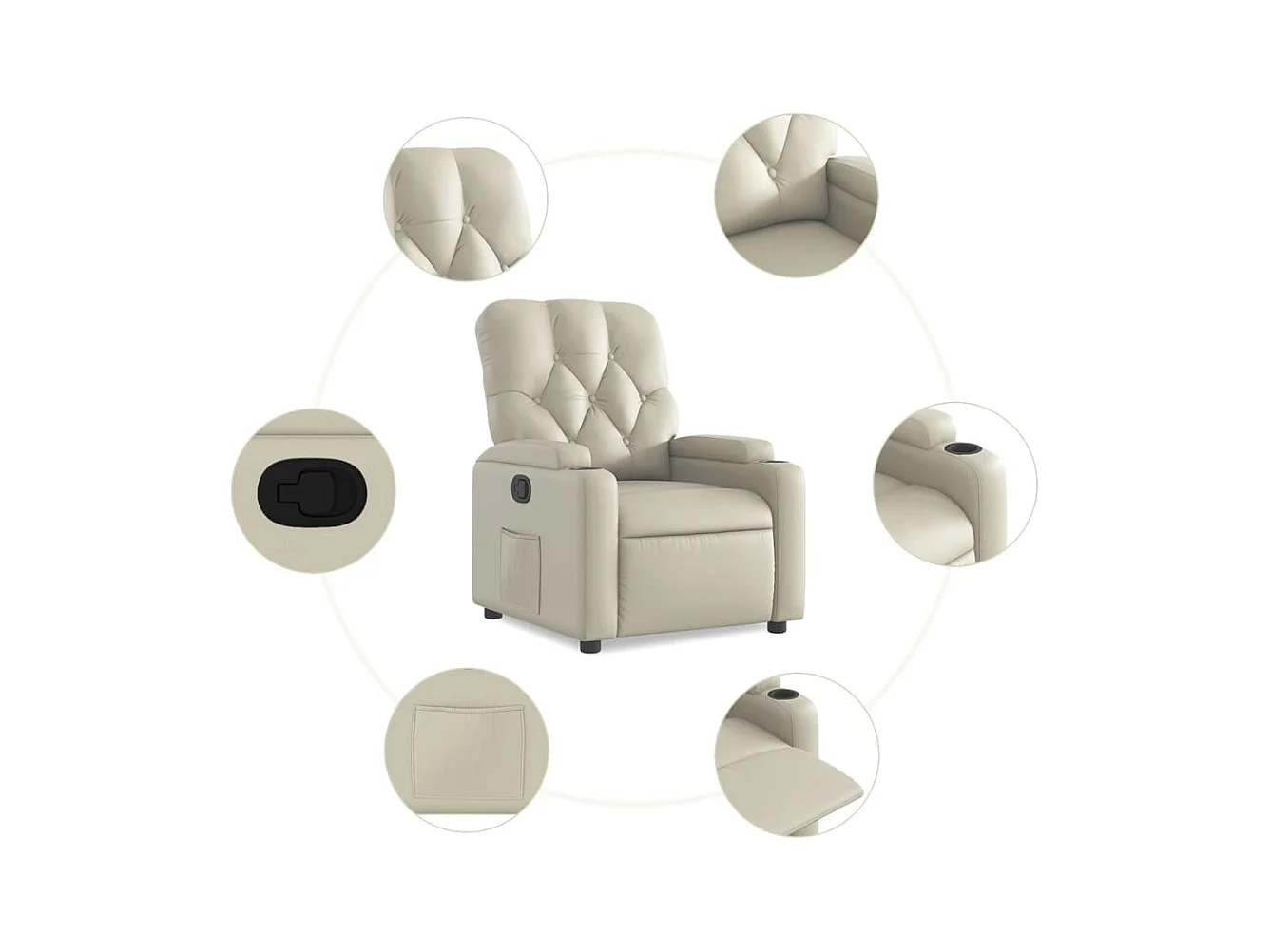 Fauteuil inclinable Crème Similicuir REO51331