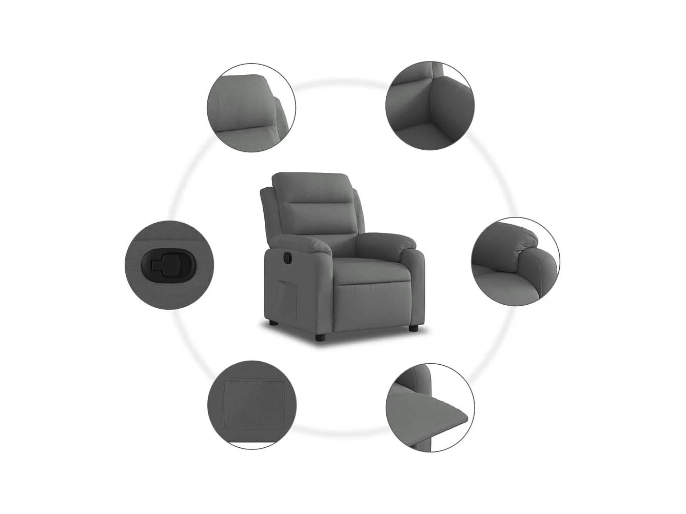 Relaxsessel | Fernsehsessel Dunkelgrau Stoff -gkd632100