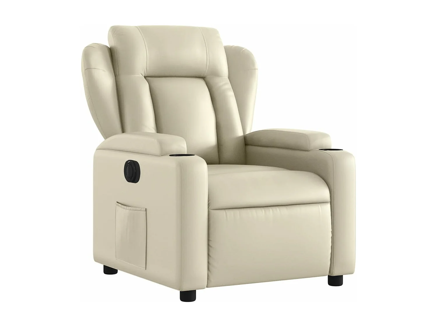 Sillón reclinable eléctrico de cuero sintético crema YOE12378