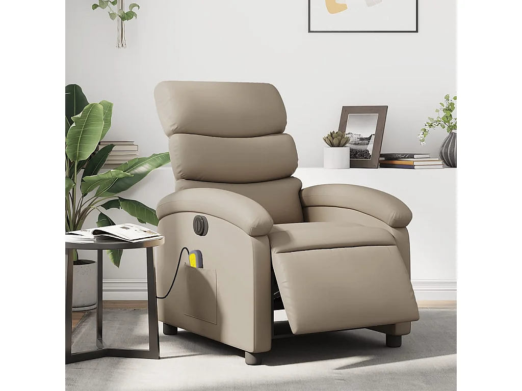 Sillón reclinable de masaje eléctrico cuero sintético capuchino YOE14287