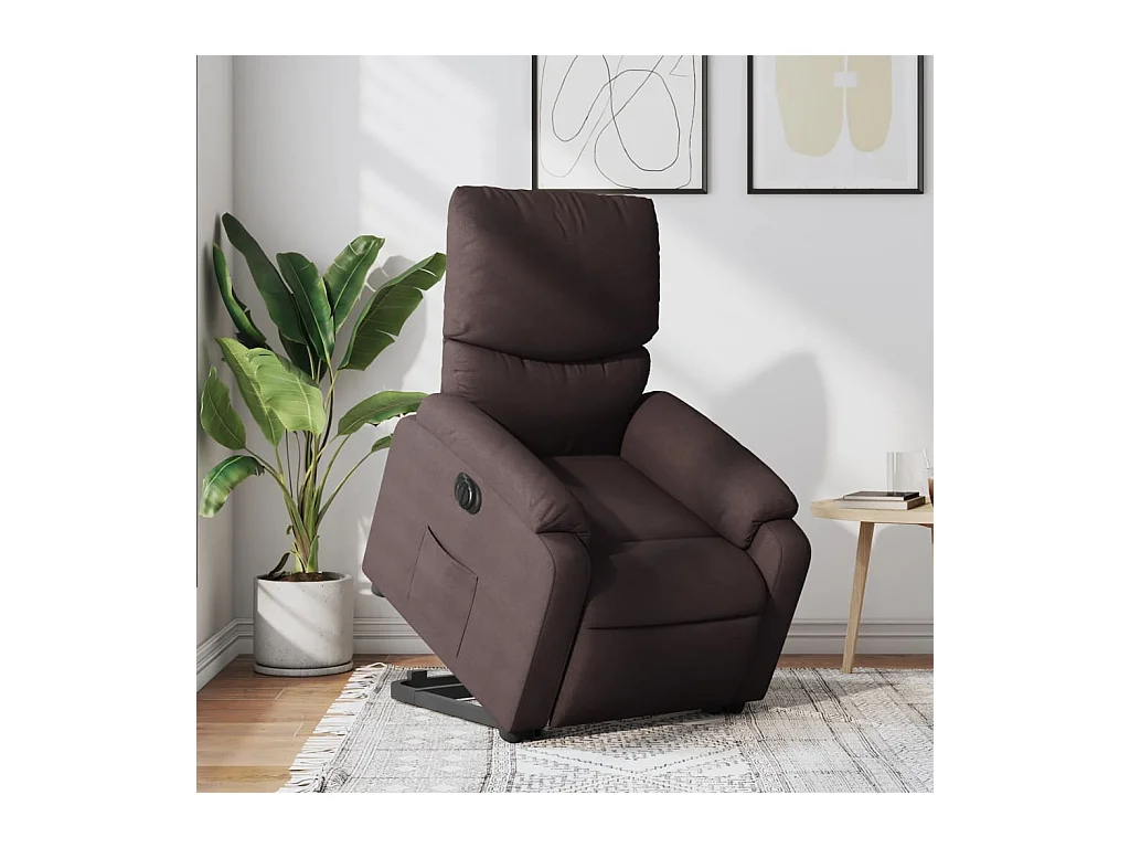 Fauteuil inclinable électrique marron foncé tissu REO31022