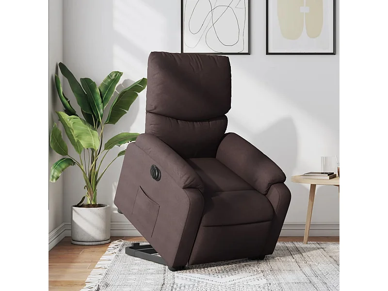 Fauteuil inclinable électrique marron foncé tissu REO31022