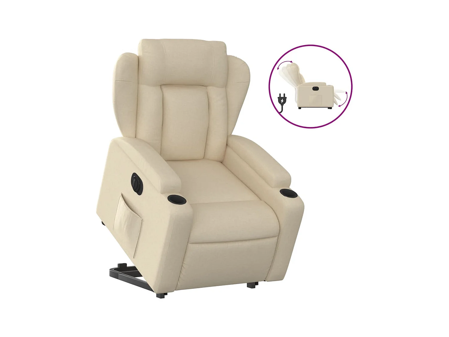 Fauteuil inclinable électrique crème tissu REO40882