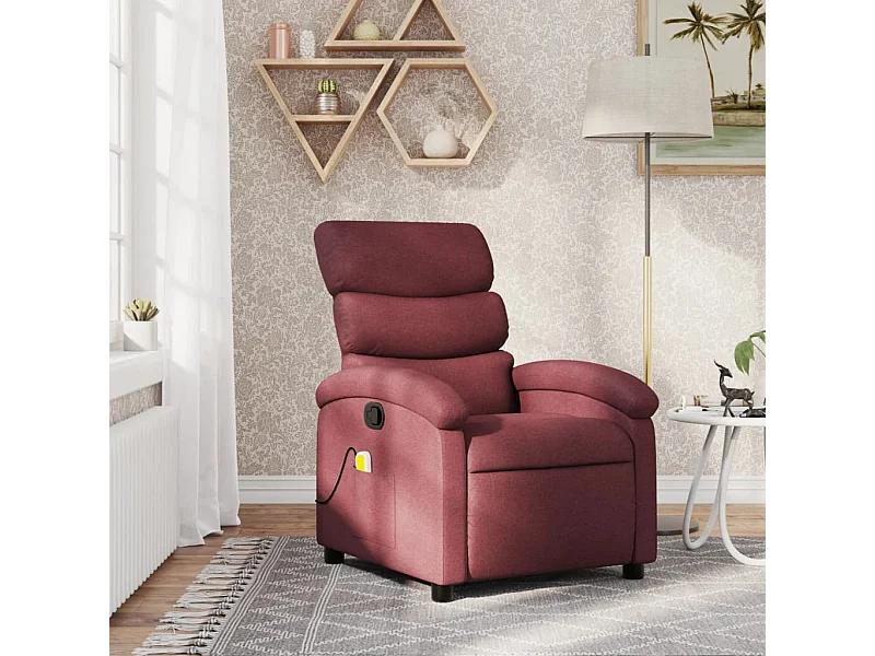 Sillón de masaje reclinable de tela color vino tinto YOE58626