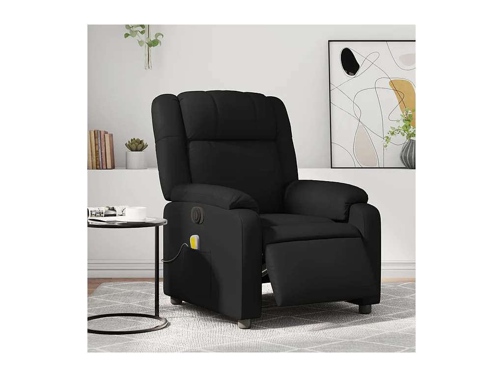 Fauteuil de massage inclinable électrique noir similicuir REO94510
