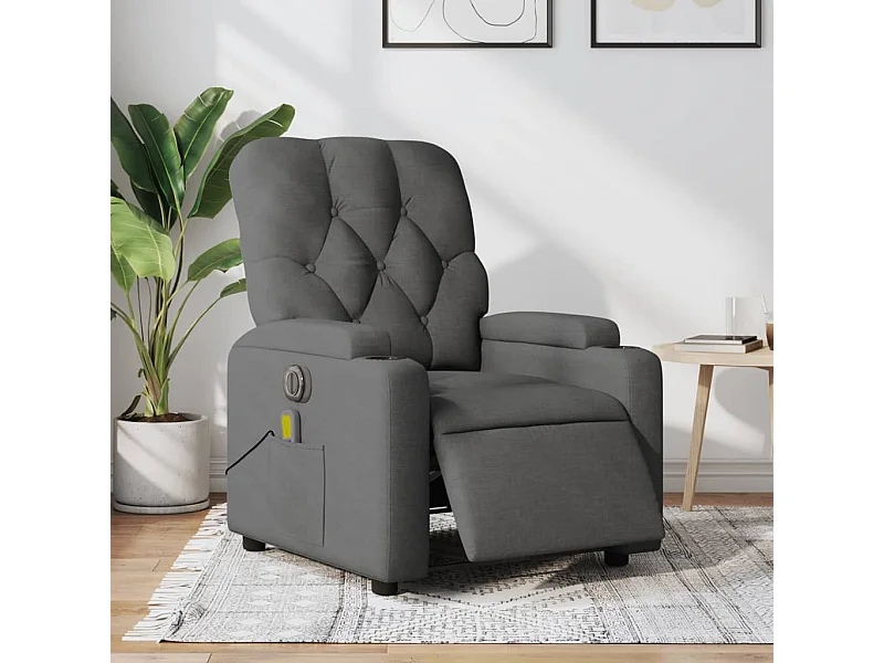 Sillón reclinable de masaje eléctrico tela gris oscuro YOE99865