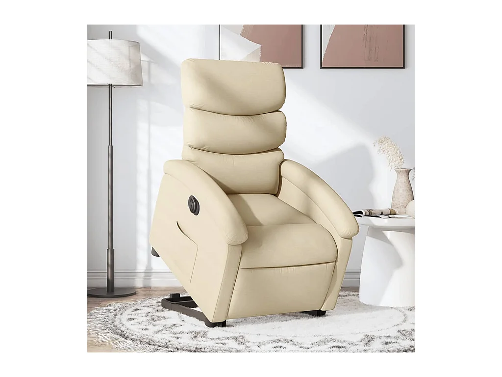 Fauteuil inclinable électrique crème tissu REO74716