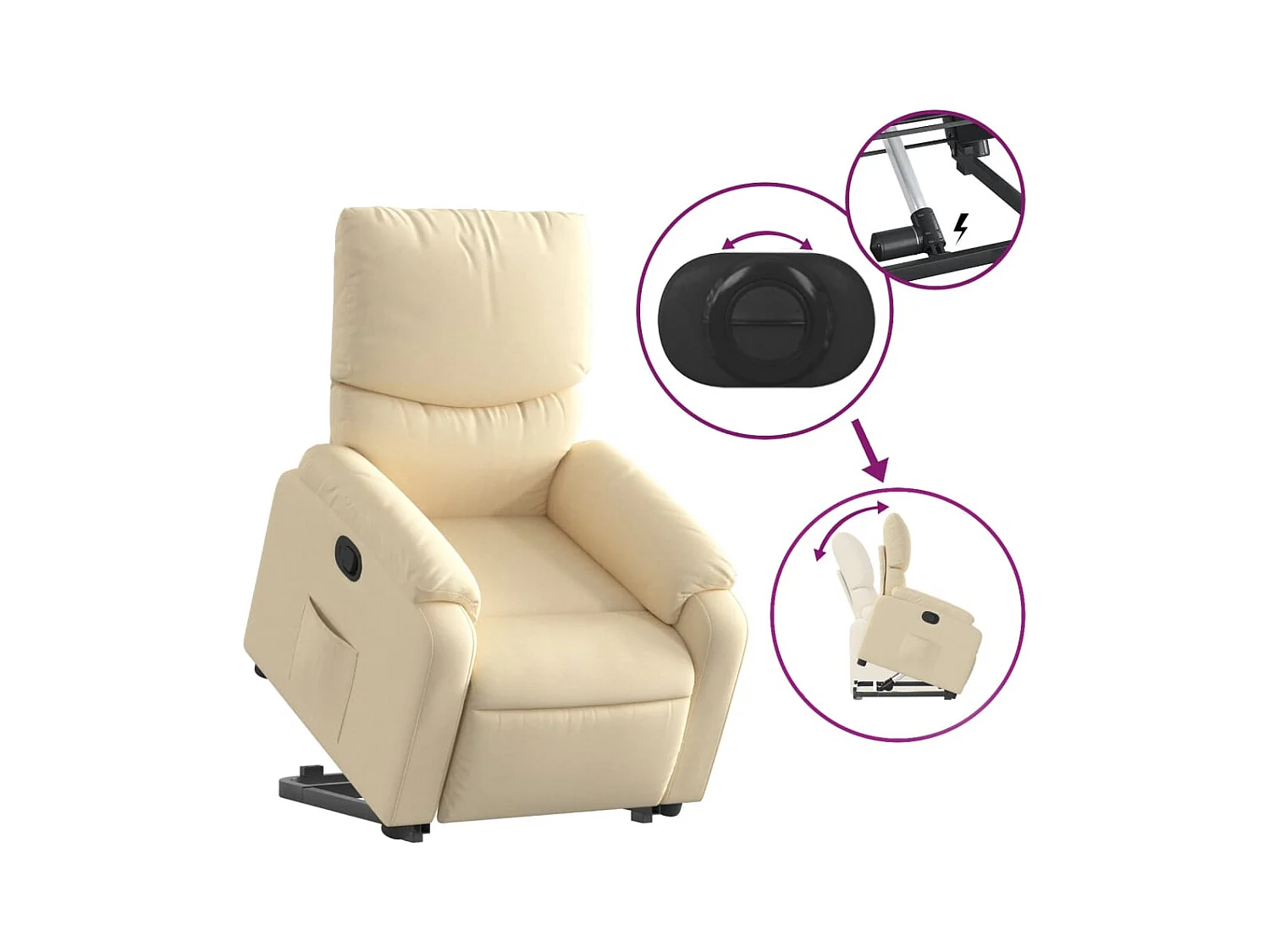 Fauteuil inclinable Crème Tissu REO46612