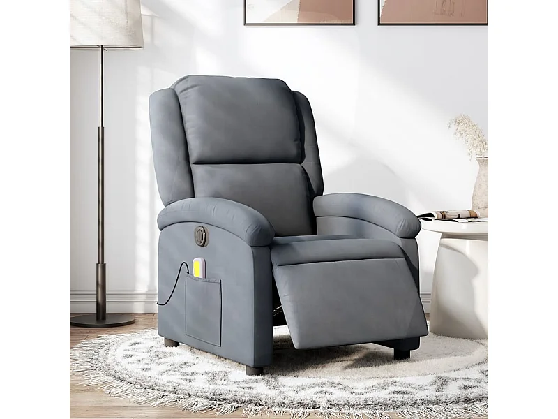 Sillón reclinable de masaje eléctrico terciopelo gris oscuro YOE88244