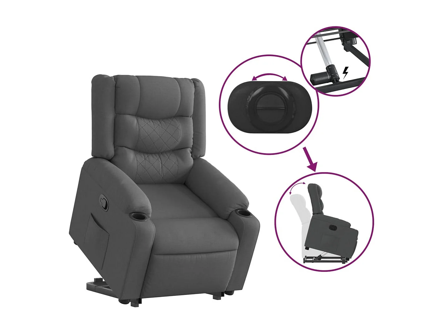 Fauteuil inclinable Gris foncé Tissu REO41995