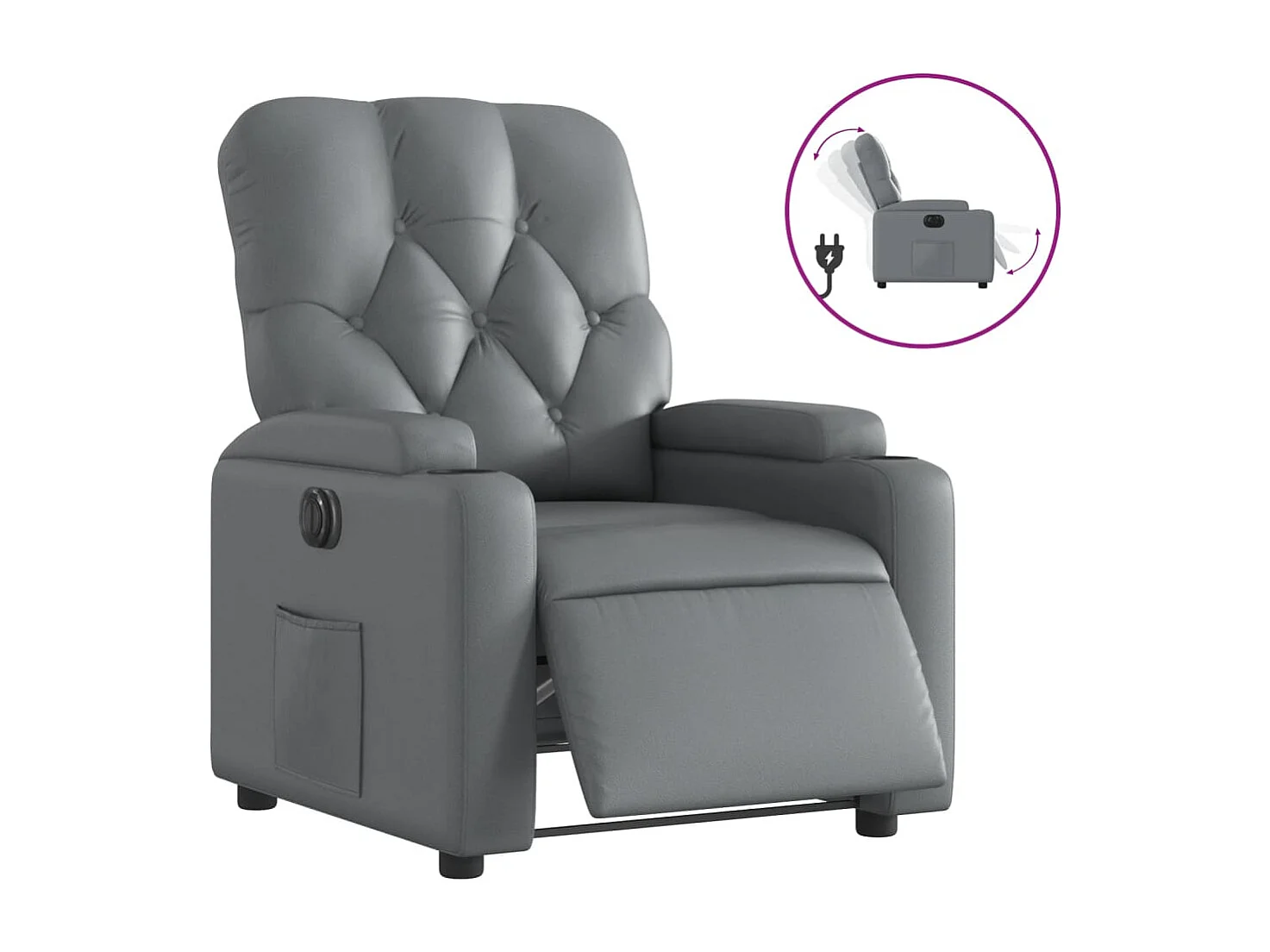 Fauteuil inclinable électrique Gris Similicuir REO80774
