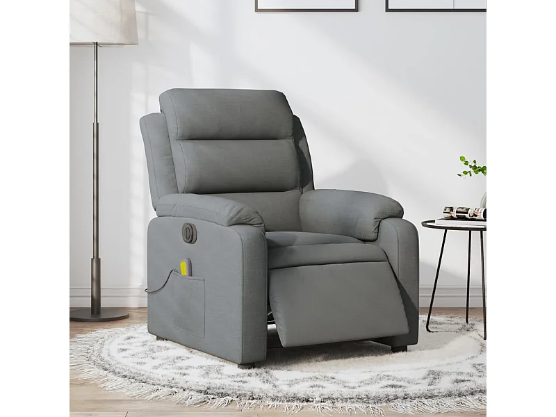 Fauteuil inclinable de massage électrique gris foncé tissu REO13368