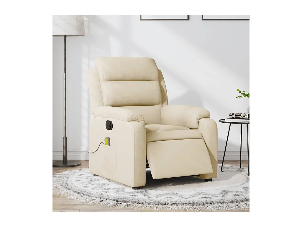 Fauteuil inclinable de massage électrique crème tissu REO46308