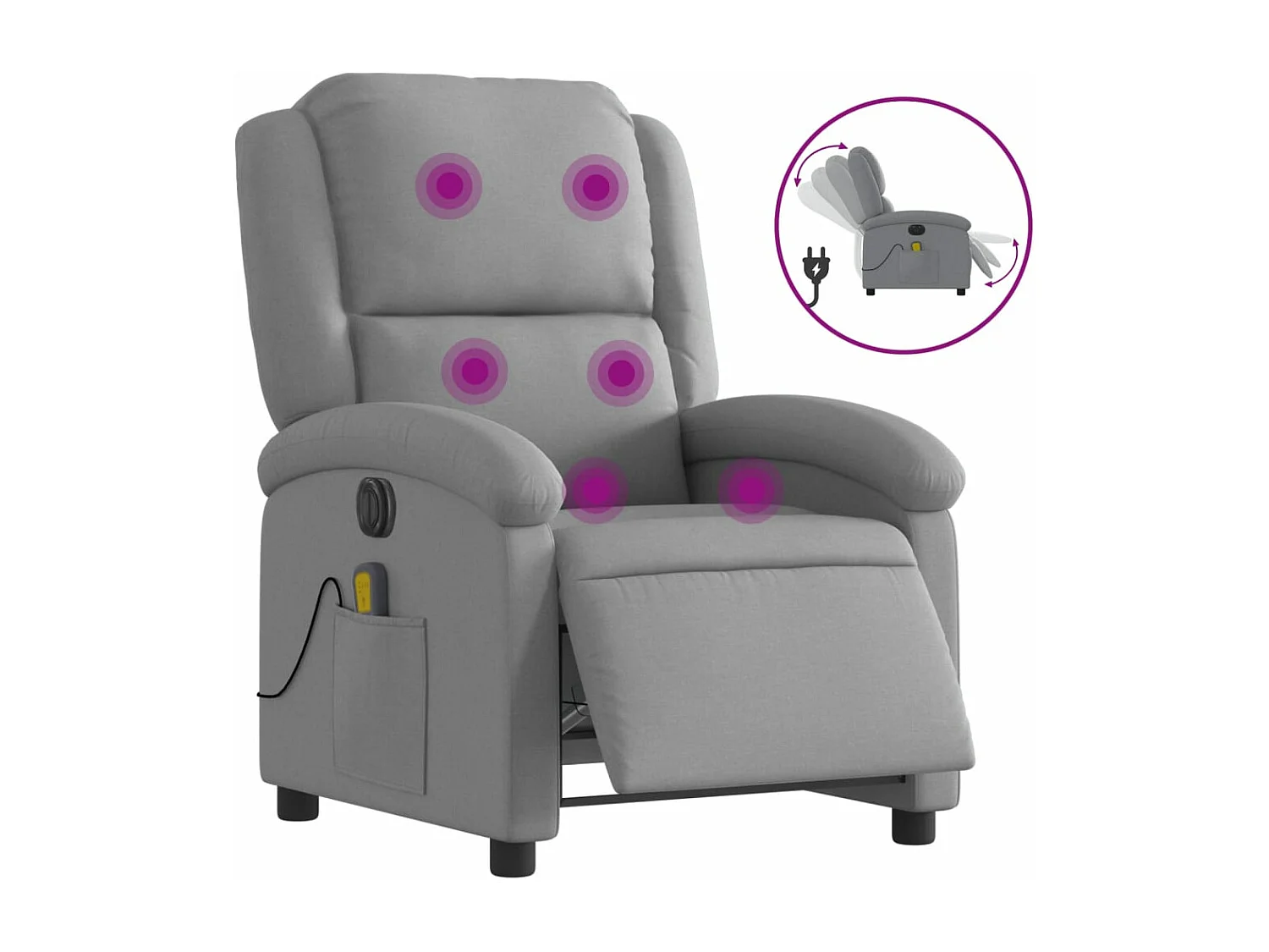 Sillón reclinable de masaje eléctrico tela gris claro YOE44545