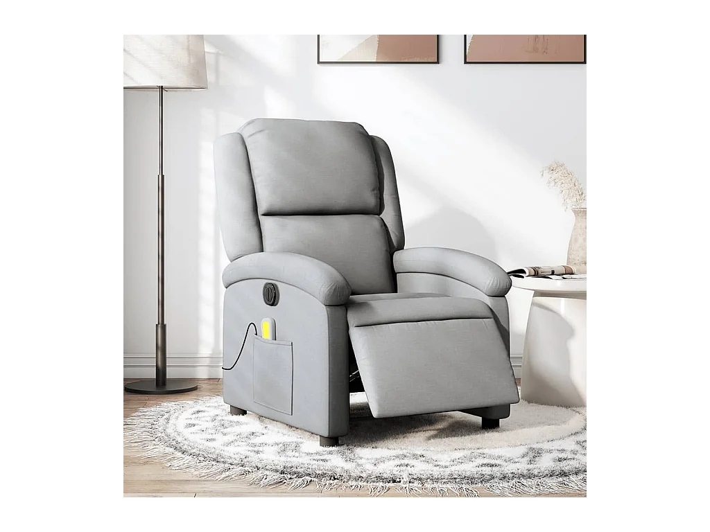 Fauteuil de massage inclinable électrique gris clair tissu REO51168