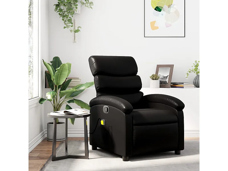 Fauteuil de massage inclinable Noir Similicuir REO55554