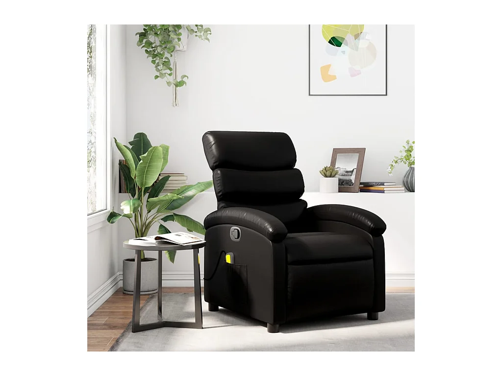 Fauteuil de massage inclinable Noir Similicuir REO55554