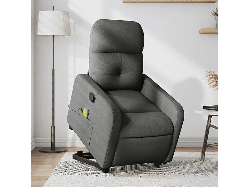 Fauteuil de massage inclinable Gris foncé Tissu REO74319
