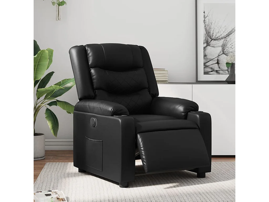 Fauteuil inclinable électrique Noir Similicuir REO18271