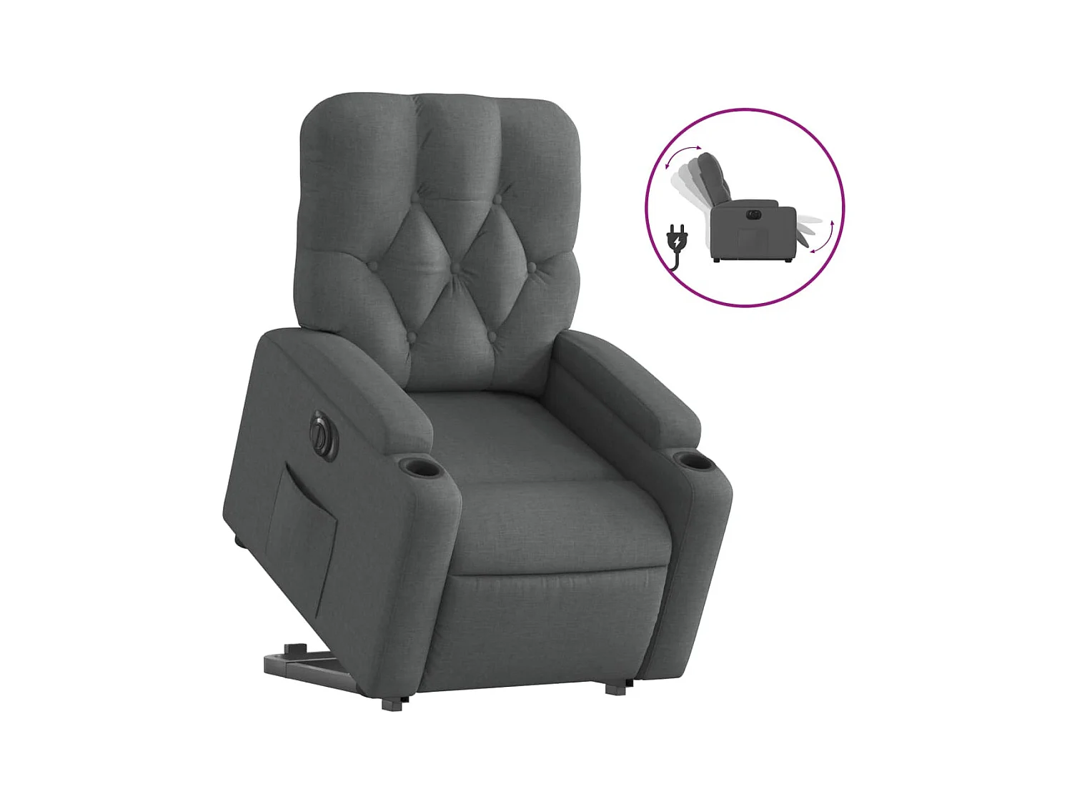 Fauteuil inclinable électrique gris foncé tissu REO36410