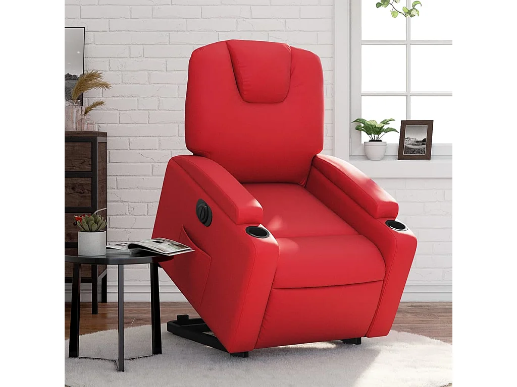 Fauteuil inclinable électrique rouge similicuir REO51405