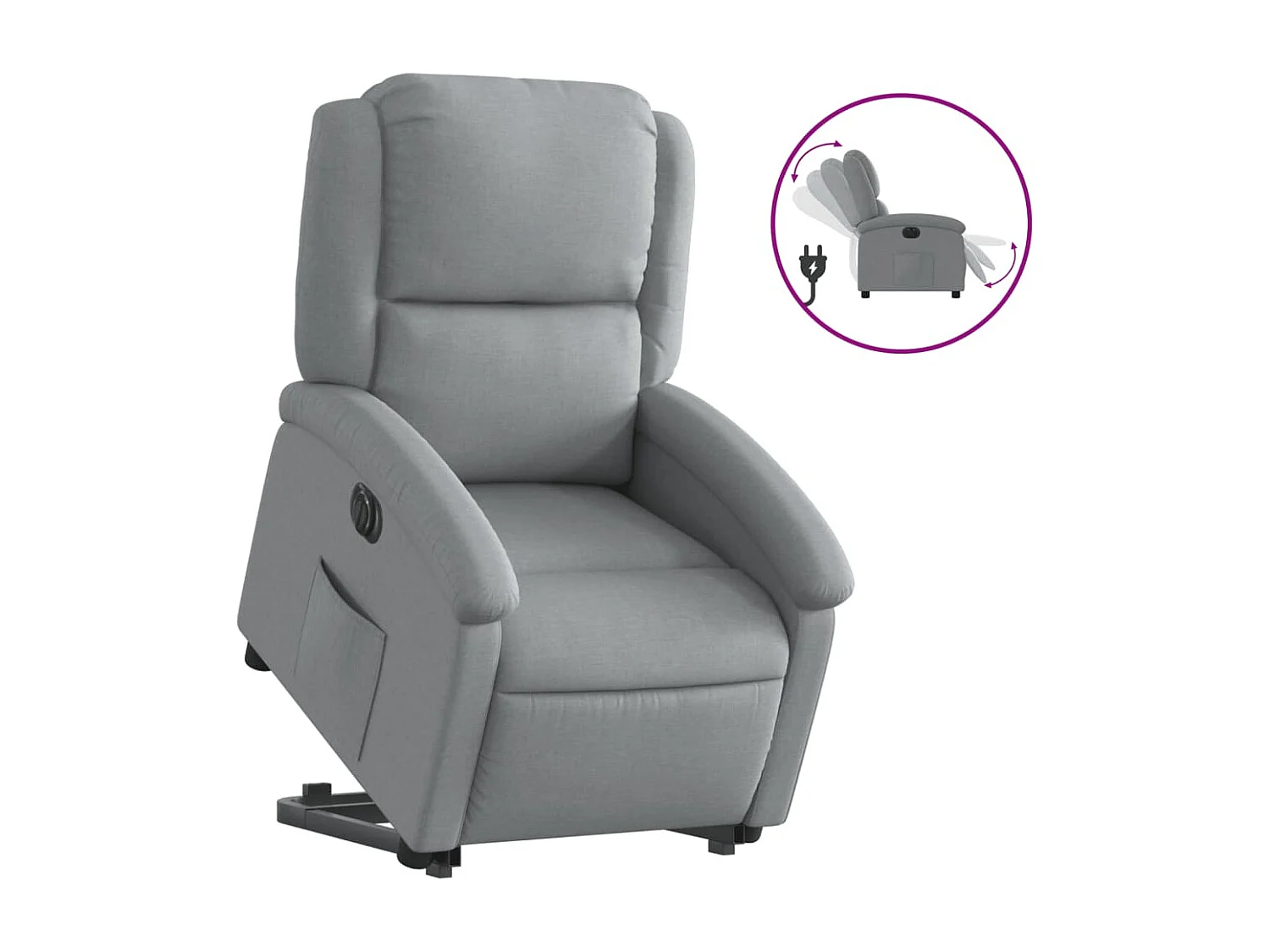 Fauteuil inclinable électrique gris clair tissu REO98866