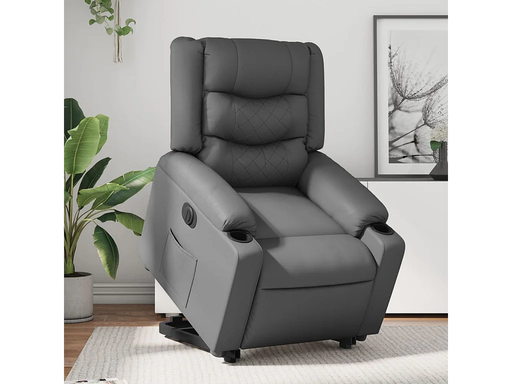 Fauteuil inclinable électrique gris similicuir REO69547