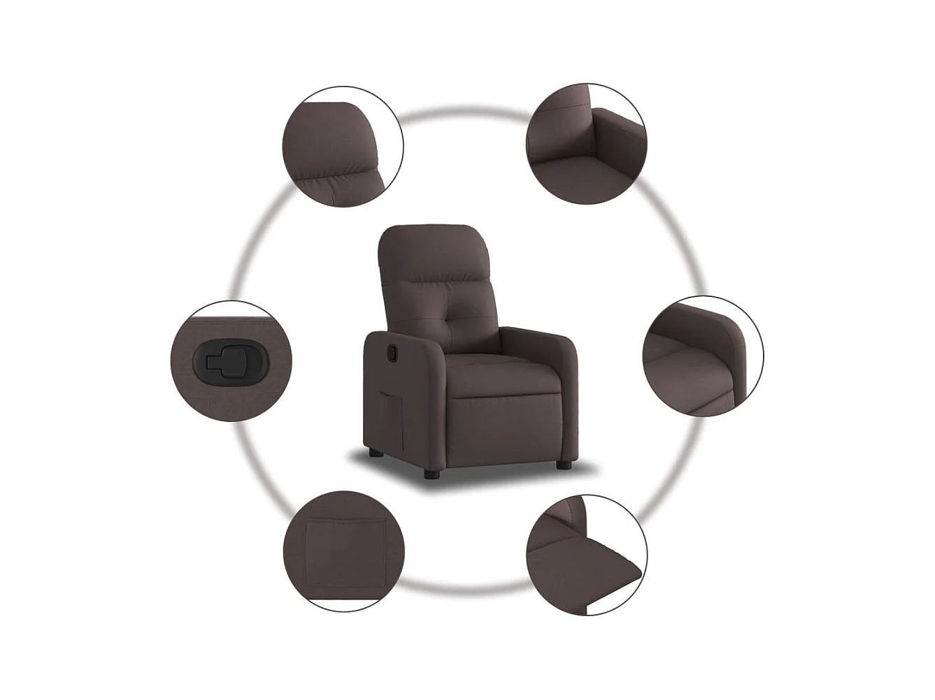 Relaxsessel | Fernsehsessel Dunkelbraun Stoff -gkd743243