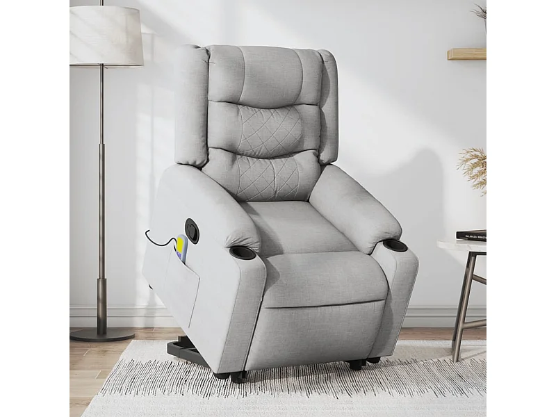Fauteuil de massage inclinable Gris clair Tissu REO75858