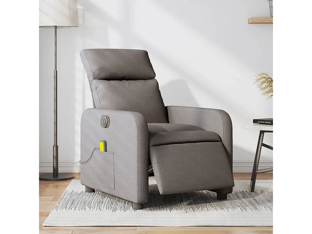 Fauteuil de massage inclinable électrique Taupe Tissu REO96146