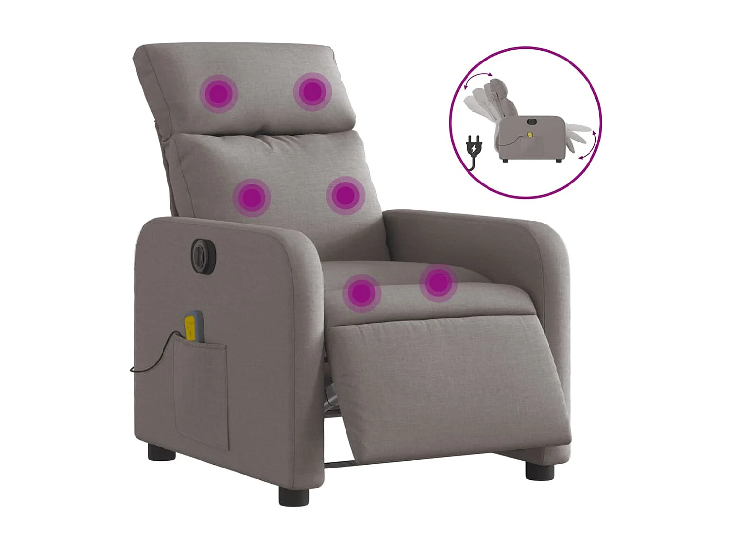 Fauteuil de massage inclinable électrique Taupe Tissu REO96146