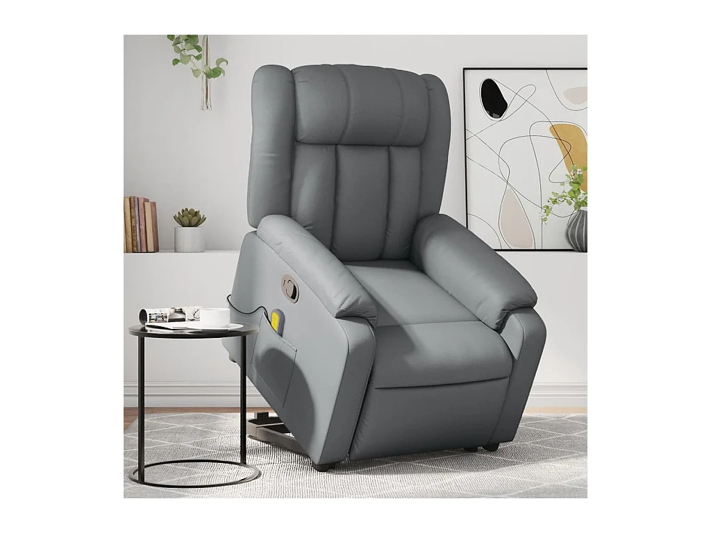 Fauteuil inclinable de massage Gris Similicuir REO47585