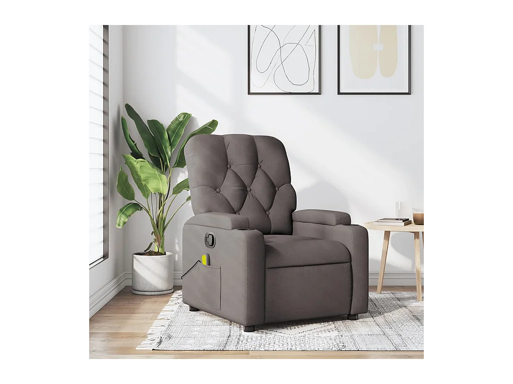 Sillón de masaje reclinable de tela gris taupé YOE52625
