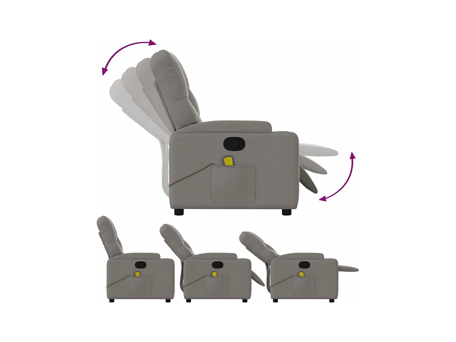 Sillón de masaje reclinable de tela gris taupé YOE52625