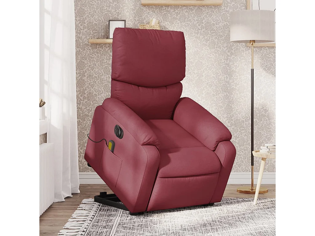 Fauteuil inclinable de massage électrique Rouge bordeaux Tissu REO44936