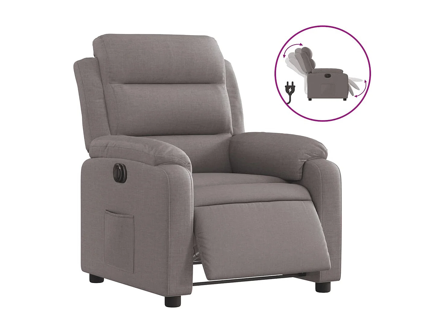 Sillón reclinable eléctrico tela gris taupé YOE29172
