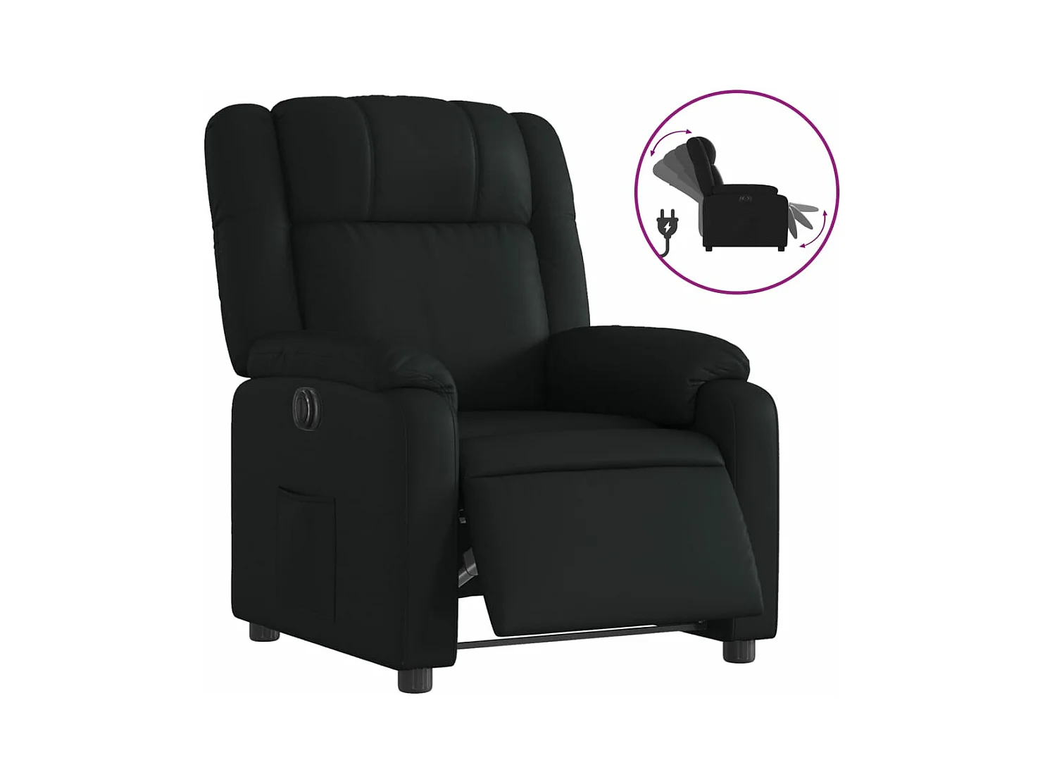 Fauteuil inclinable électrique Noir Similicuir REO54178