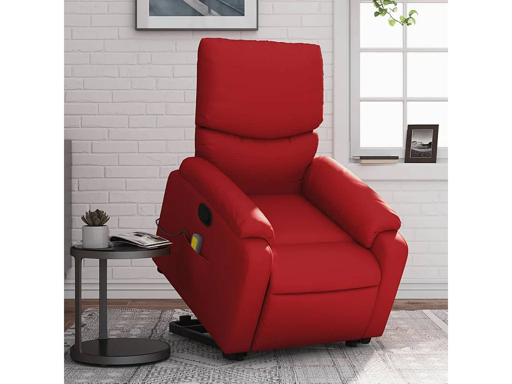Fauteuil inclinable de massage Rouge Similicuir REO84350