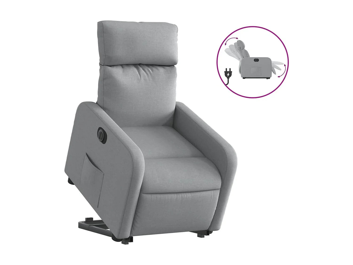 Fauteuil inclinable électrique gris clair tissu REO19198