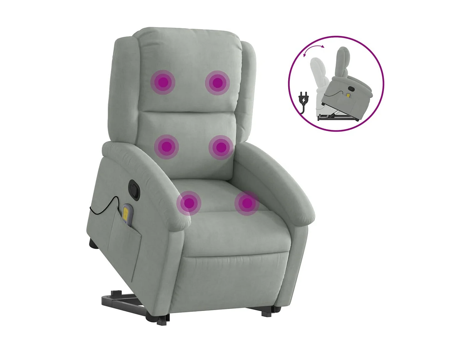 Fauteuil de massage inclinable Gris clair Velours REO41032