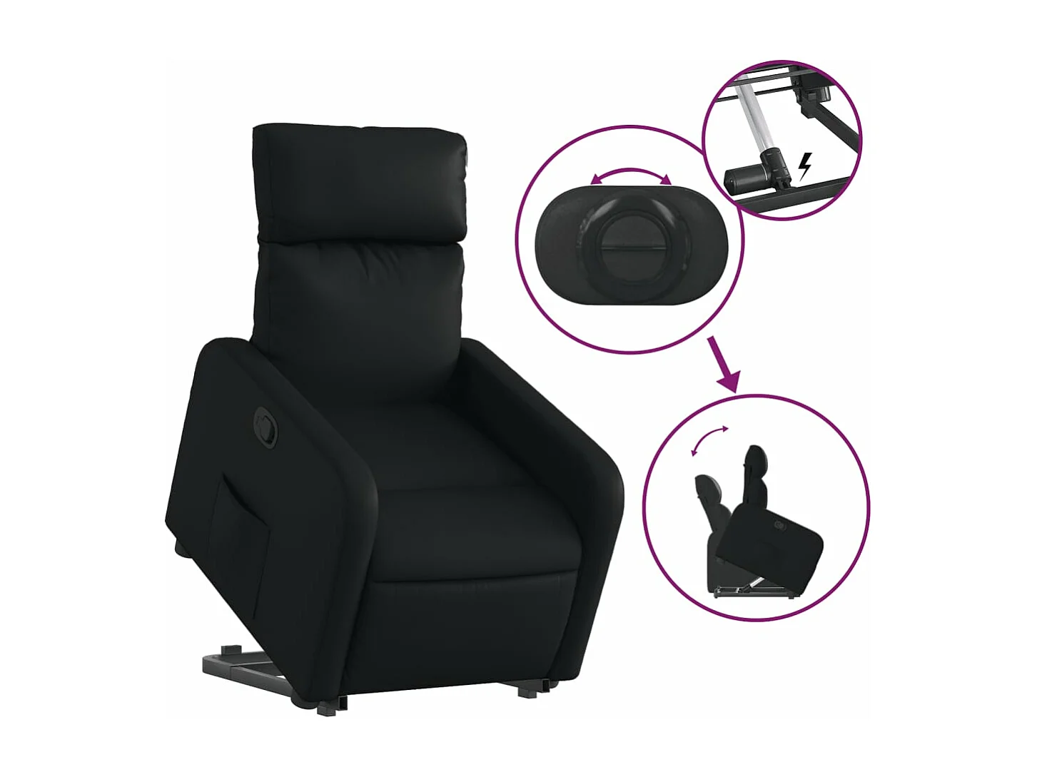 Fauteuil inclinable Noir Similicuir REO25006