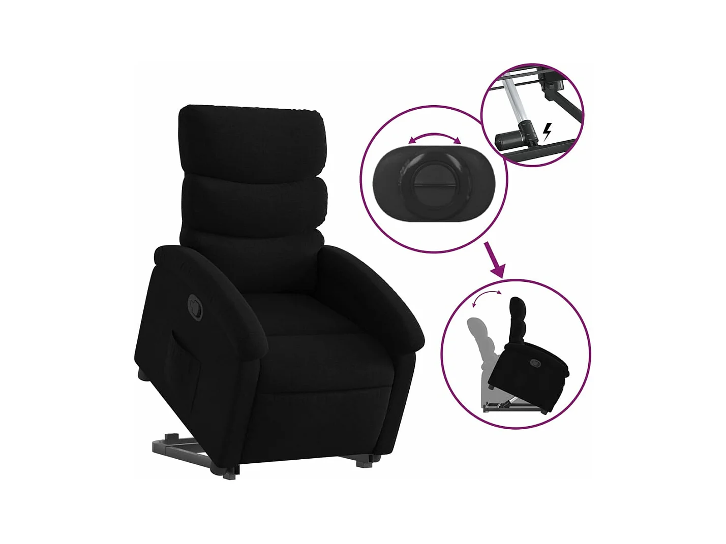 Sta-op-stoel verstelbaar stof zwart NL439923