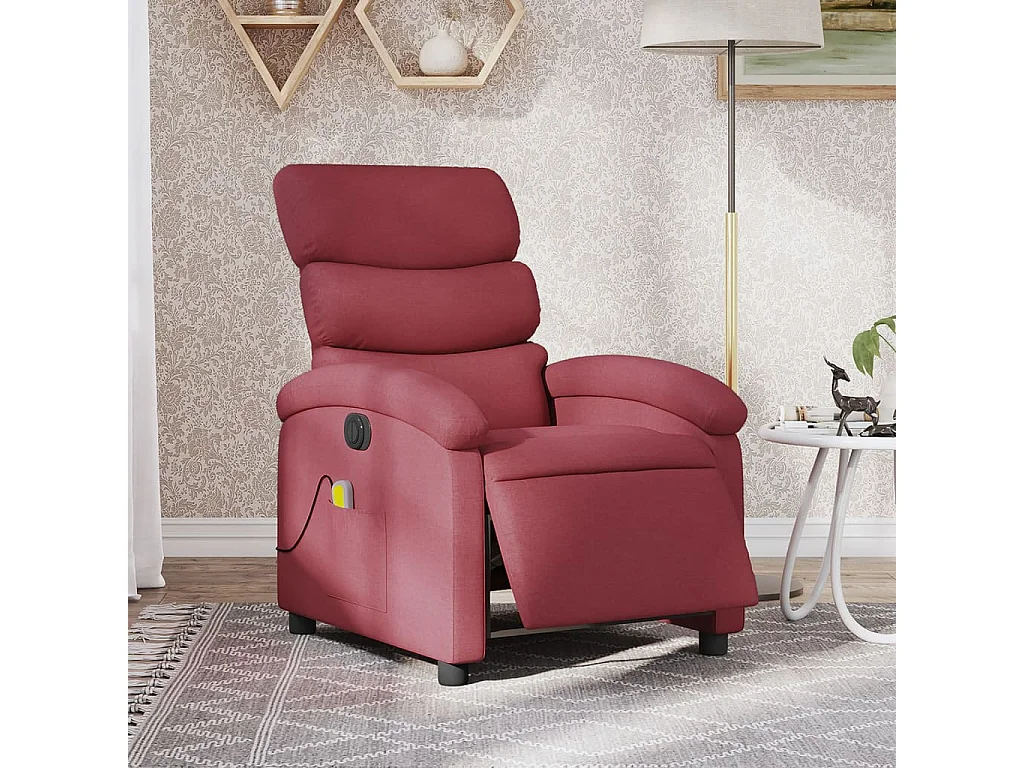 Sillón de masaje reclinable eléctrico tela rojo tinto YOE48280