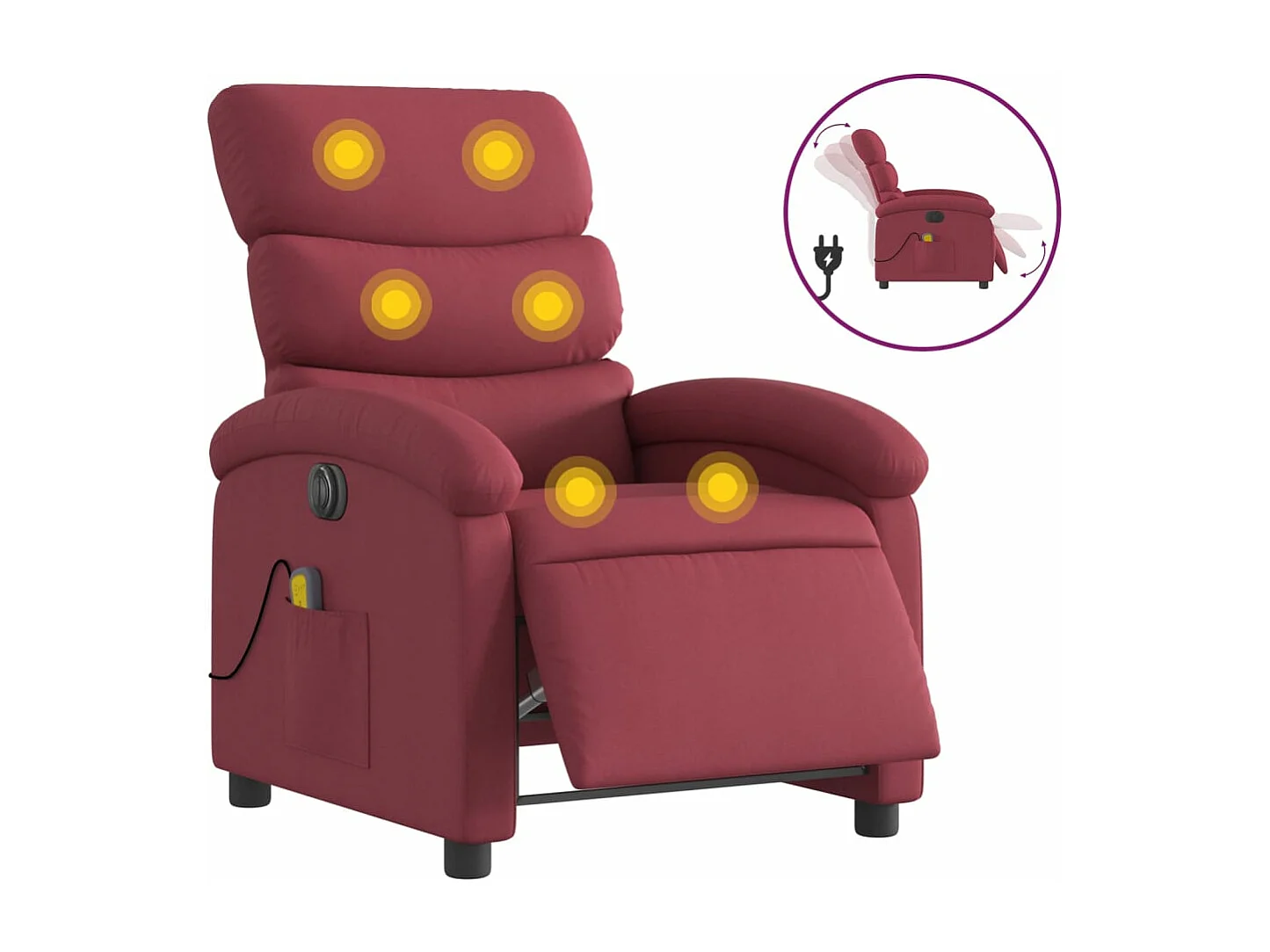 Fauteuil de massage inclinable électrique Rouge bordeaux Tissu REO90896