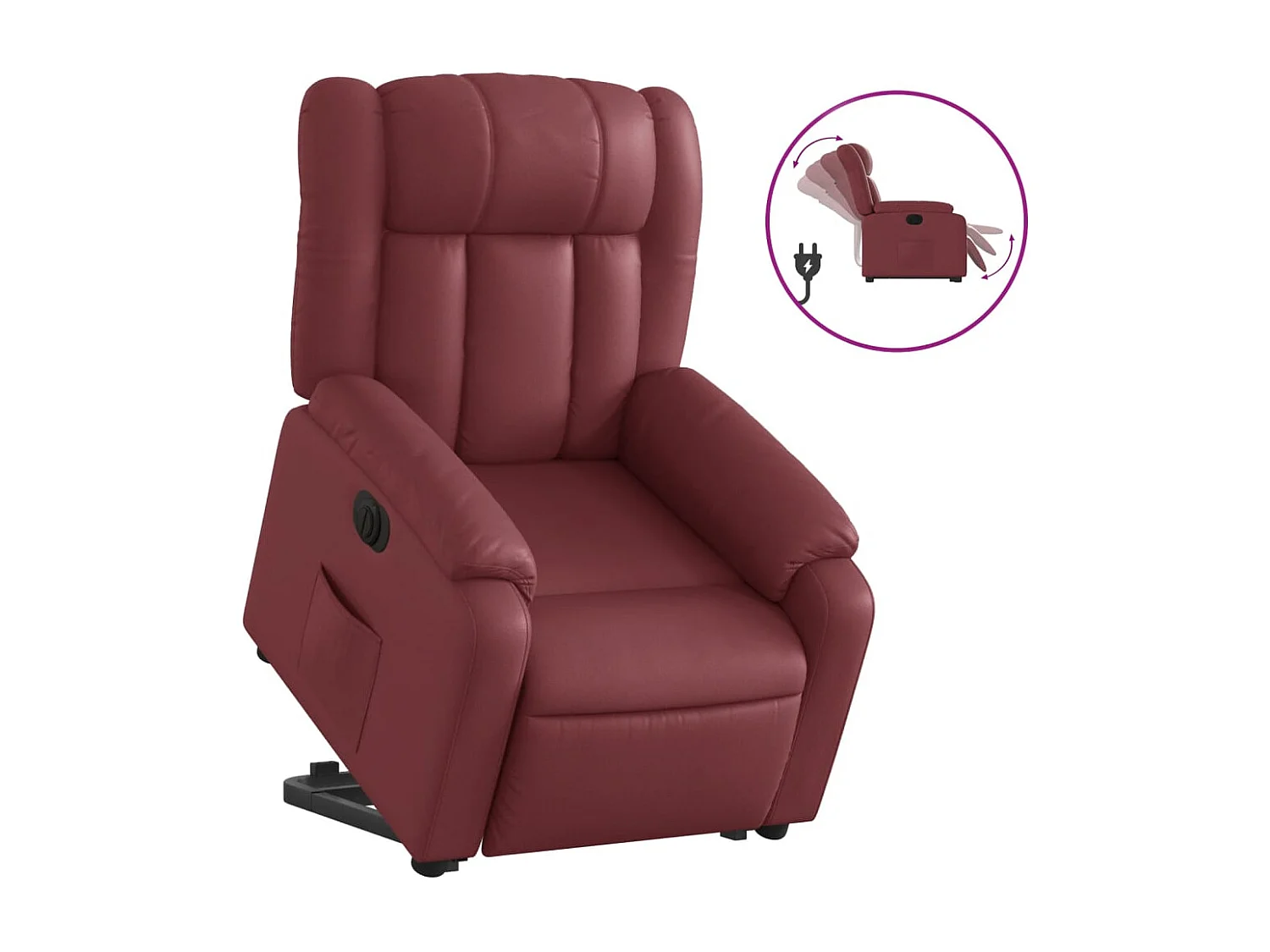 Fauteuil inclinable électrique rouge bordeaux similicuir REO43828