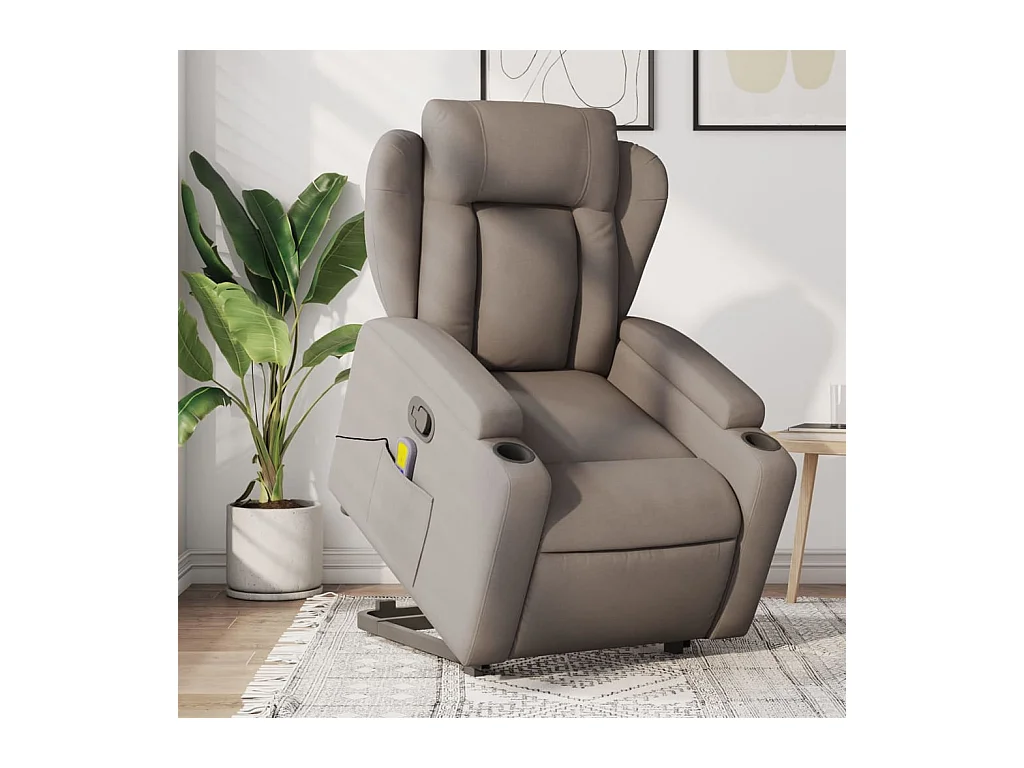 Fauteuil inclinable de massage Taupe Tissu REO11851